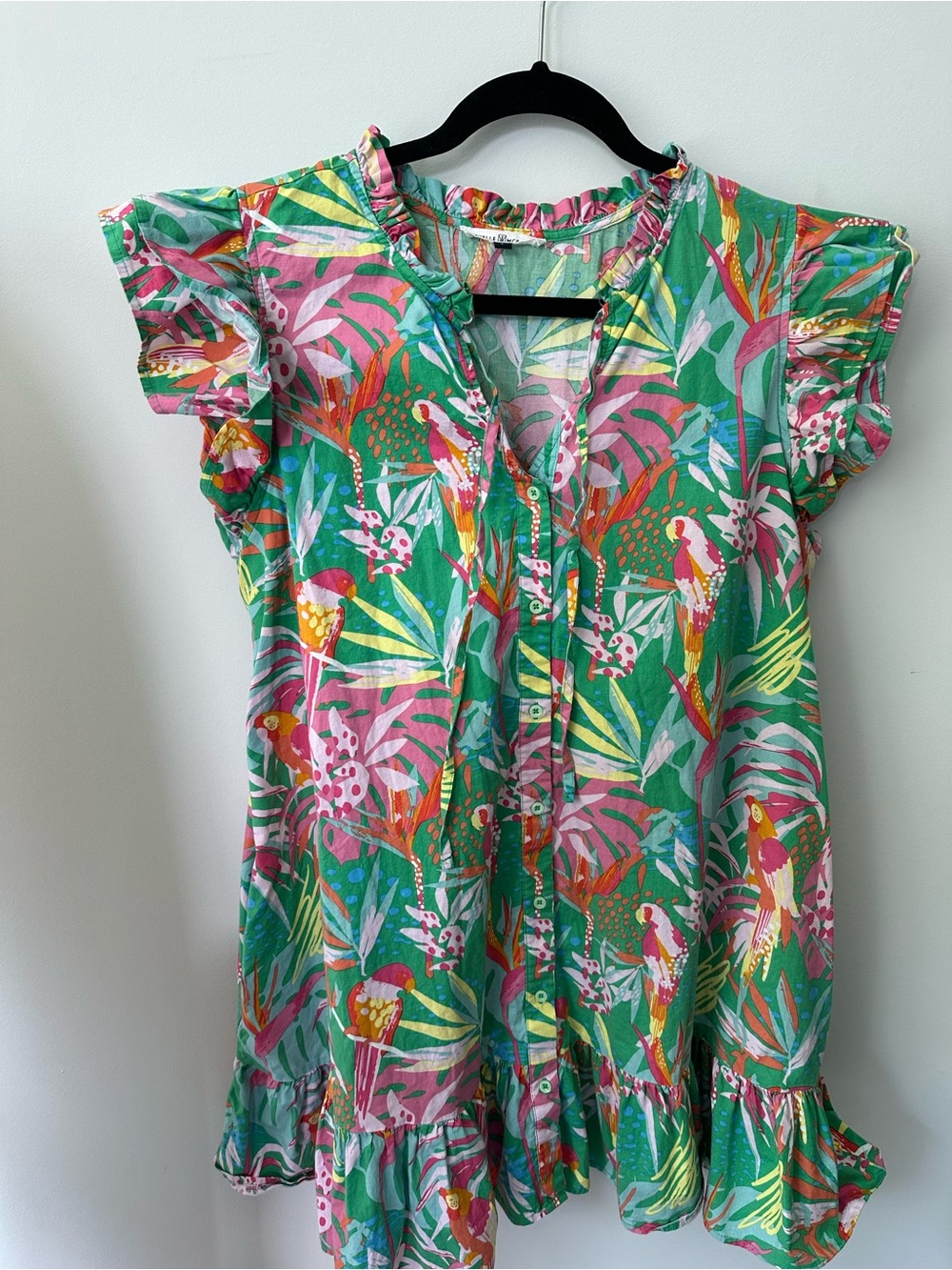 Michelle McDowell Tropical Bird Print Tunic Dress -large